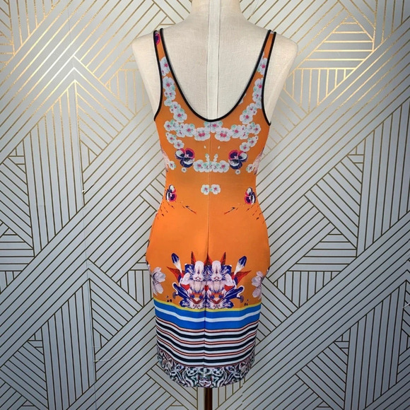 Clover Canyon Prism Orchid Neoprene Dress Orange - Picture 7 of 8